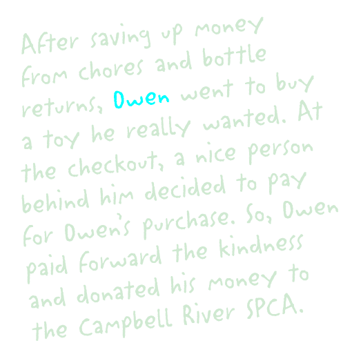 After saving up money from chores and bottle returns, Owen went to buy a toy he really wanted  At the checkout, a nic   